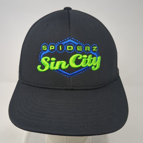 Spiderz Sin City Fitted Hat Black Medium Embroidered Flexfit Richardson - Picture 2 of 8